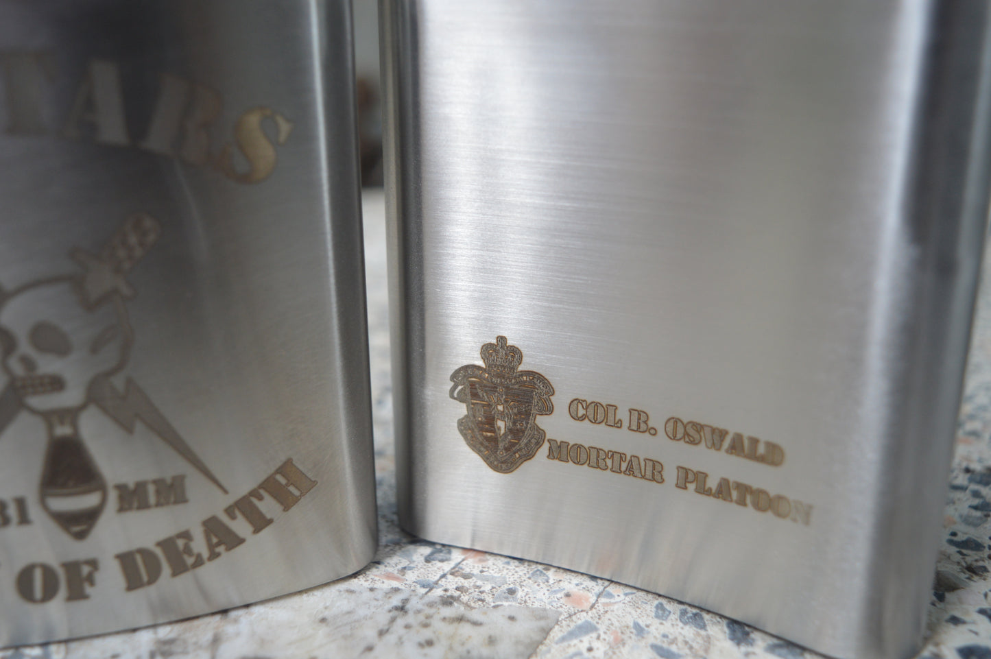 MUR Mortars Platoon Custom Laser-Engraved Flask (Stainless Steel)