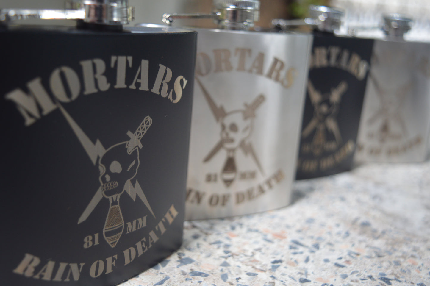 MUR Mortars Platoon Custom Laser-Engraved Flask [CT BLACK]