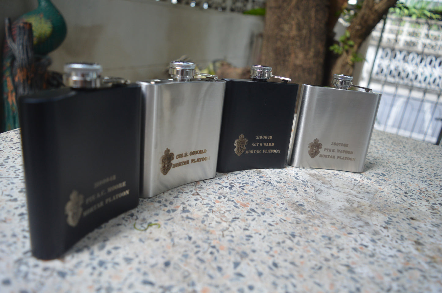 MUR Mortars Platoon Custom Laser-Engraved Flask [CT BLACK]