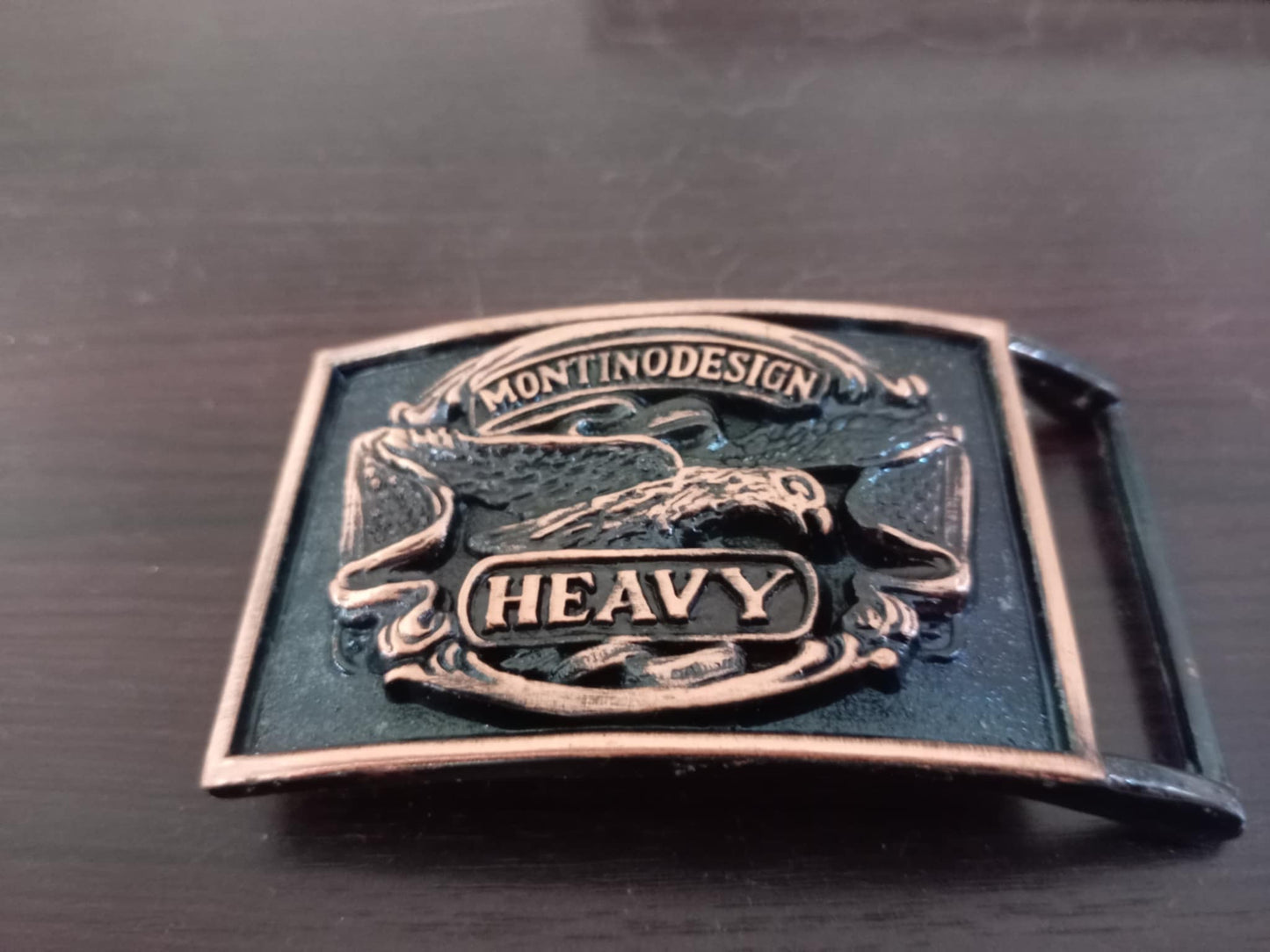 MontinoDesign “Heavy” Eagle Belt Buckle – Rare Vintage Look – Solid Brass Finish