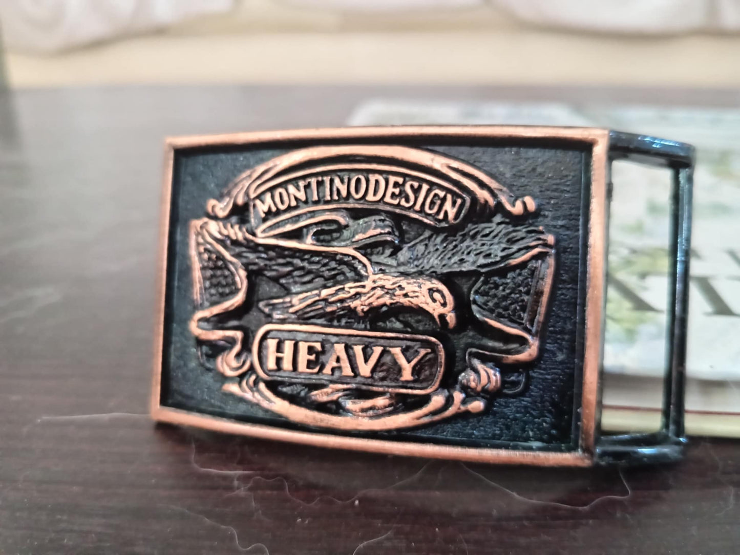 MontinoDesign “Heavy” Eagle Belt Buckle – Rare Vintage Look – Solid Brass Finish